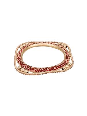 Set of 4 Rose Gold-Plated CZ Stone-Studded Handcrafted Square Shape Bangle 4