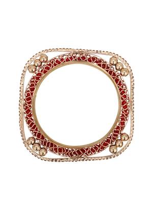 Set of 4 Rose Gold-Plated CZ Stone-Studded Handcrafted Square Shape Bangle 5