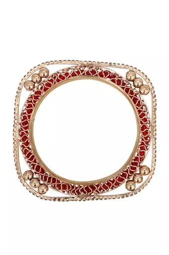 Set of 4 Rose Gold-Plated CZ Stone-Studded Handcrafted Square Shape Bangle