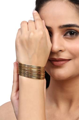 Ethnic Traditional Gold Classic Bangle Set For Women (Set of 12)