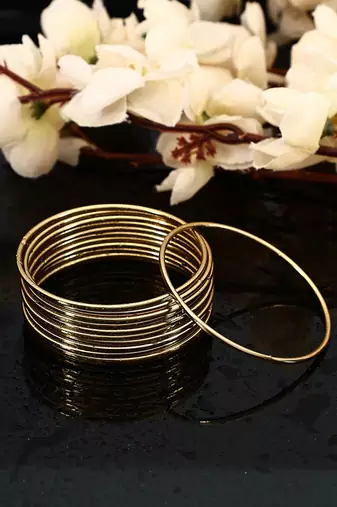 Ethnic Traditional Gold Classic Bangle Set For Women (Set of 12)
