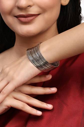 Ethnic Traditional Silver Classic Bangle Set For Women (Set of 12)