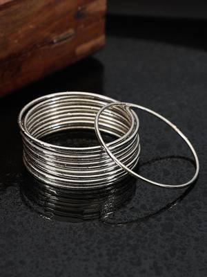 Ethnic Traditional Silver Classic Bangle Set For Women (Set of 12) 2