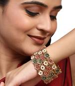 Festive Gold plated Bangles with Enamelled and Stone Embellishments