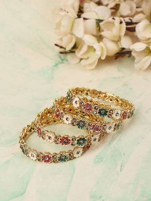 Festive Gold plated Bangles with Enamelled and Stone Embellishments 2
