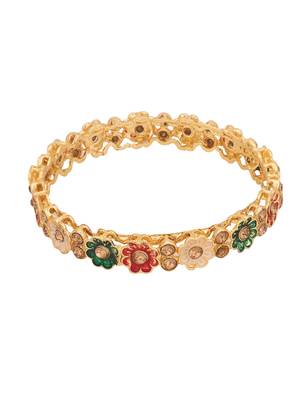 Festive Gold plated Bangles with Enamelled and Stone Embellishments 4
