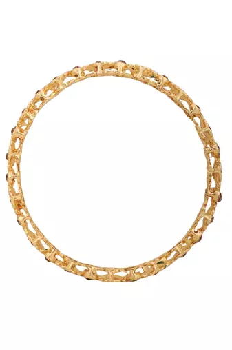 Festive Gold plated Bangles with Enamelled and Stone Embellishments