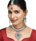 Brass Green Jewelry Set - Nature's Elegance