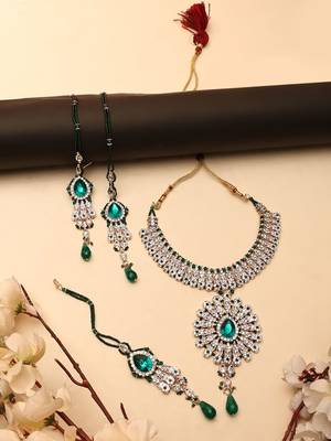 Brass Green Jewelry Set - Nature's Elegance 2