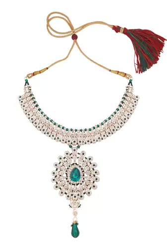 Brass Green Jewelry Set - Nature's Elegance