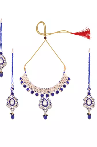 Brass Blue Jewelry Set - Timeless Elegance in Shades of Blue