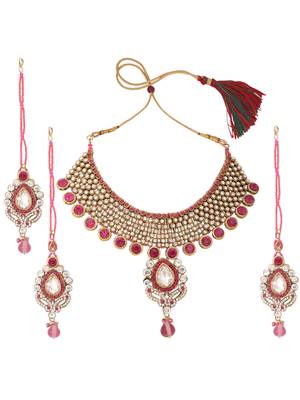 Brass Pink Jewelry Set - Timeless Elegance in Shades of Pink 3