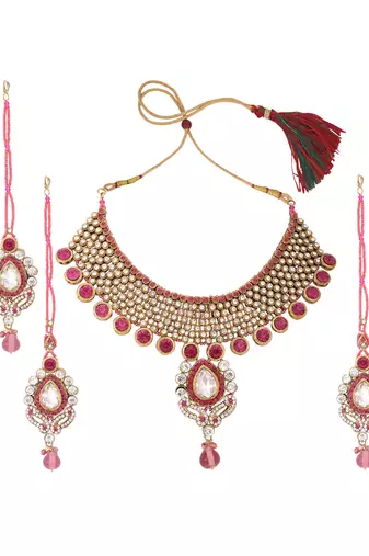 Brass Pink Jewelry Set - Timeless Elegance in Shades of Pink
