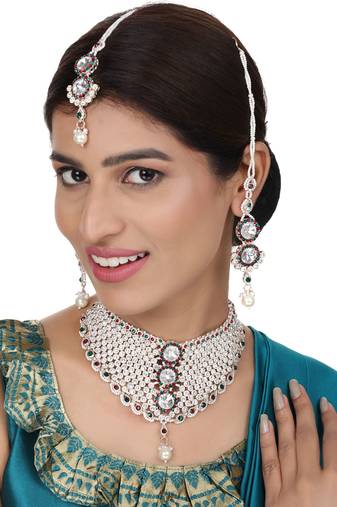 Brass Multi-Color Jewelry Set - A Symphony of Elegance