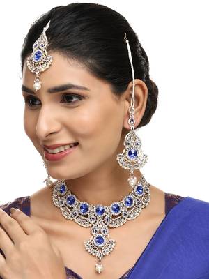 Brass Blue Jewelry Set - Elegance in Serene Blue Hues 1