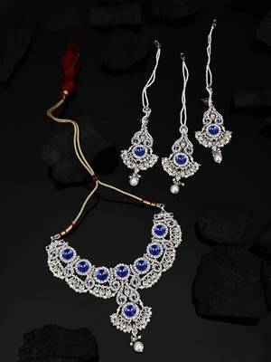 Brass Blue Jewelry Set - Elegance in Serene Blue Hues 2