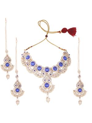 Brass Blue Jewelry Set - Elegance in Serene Blue Hues 3
