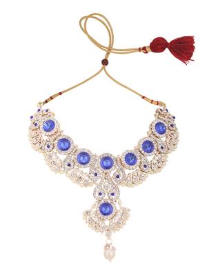 Brass Blue Jewelry Set - Elegance in Serene Blue Hues 4