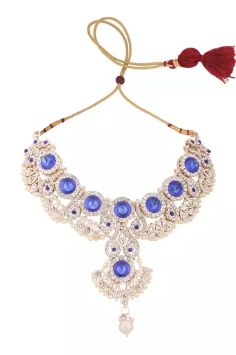 Brass Blue Jewelry Set - Elegance in Serene Blue Hues
