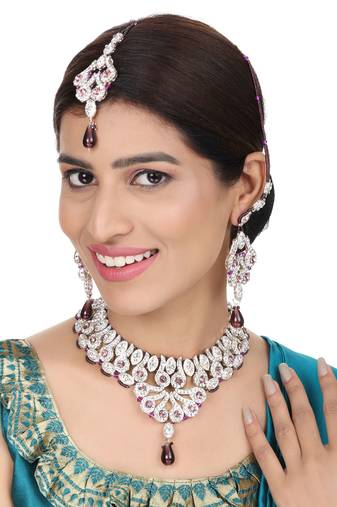 Brass Pink Jewelry Set - Timeless Beauty in Blushing Pink