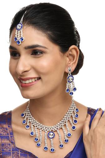 Brass Blue Jewelry Set - Timeless Elegance in Serene Blue