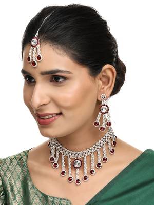 Brass Maroon Jewelry Set - Timeless Elegance in Rich Maroon 1