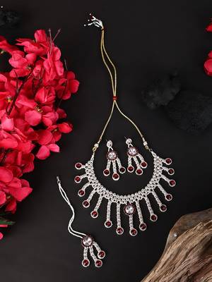 Brass Maroon Jewelry Set - Timeless Elegance in Rich Maroon 2