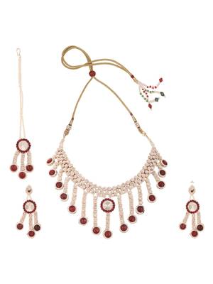 Brass Maroon Jewelry Set - Timeless Elegance in Rich Maroon 3