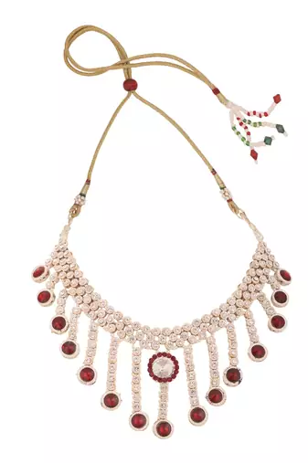 Brass Maroon Jewelry Set - Timeless Elegance in Rich Maroon