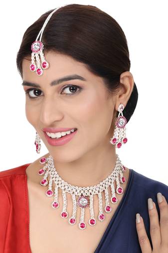 Brass Pink Jewelry Set - Timeless Elegance in Blushing Pink