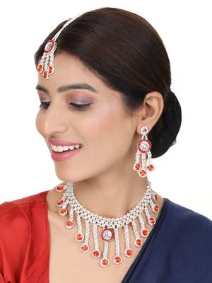 Brass Red Jewelry Set - Timeless Elegance in Passionate Red 1