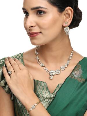 Brass White Jewelry Set - Timeless Elegance in Pure White 1