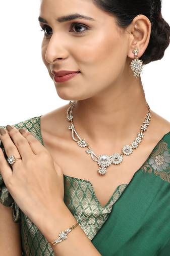 Brass White Jewelry Set - Timeless Elegance in Pure White