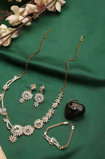 Brass White Jewelry Set - Timeless Elegance in Pure White