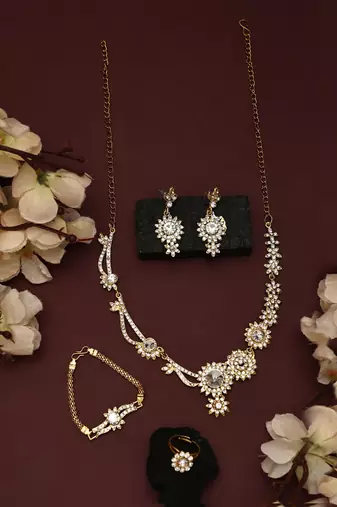 Brass White Jewelry Set - Timeless Elegance in Pure White