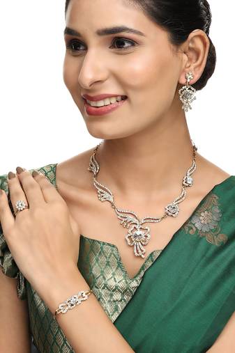 Brass White Jewelry Set - Timeless Adornments in Pure White