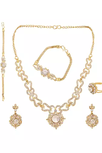 Pure Elegance: Brass White Jewelry Set