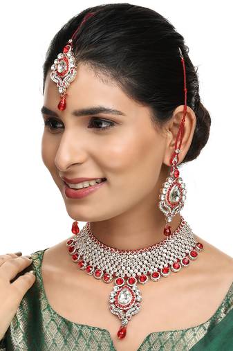 Brass Red Jewelry Set - Timeless Elegance in Shades of Red