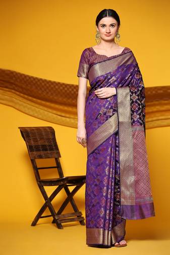 Just Fashion  Art Silk And  Zari Work Sarees With Blouse Attached