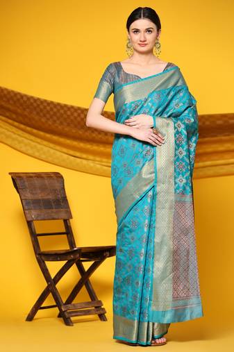Just Fashion  Art Silk And  Zari Work Sarees With Blouse Attached