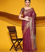Just Fashion  Art Silk And  Zari Work Sarees With Blouse Attached