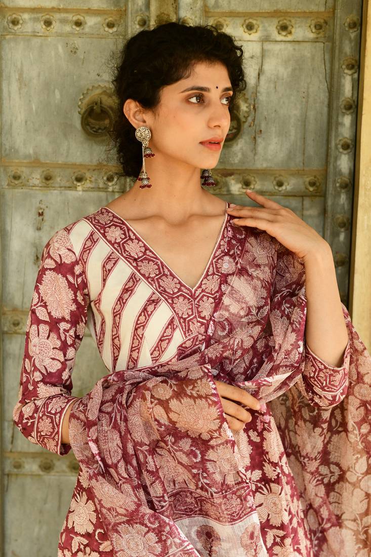 Aaravi maroon suit set