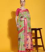 Just Fashion  Art Silk And  Kalamkari Sarees With Blouse Attached