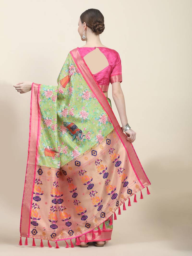 Just Fashion  Art Silk And  Kalamkari Sarees With Blouse Attached