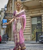 Elora Patola Print Silk  Saree For Women (Pink Contemporary)