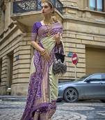 Elora Patola Print Silk  Saree For Women (Green)