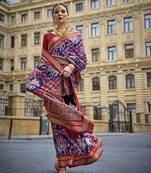 Elora Patola Print Silk  Saree For Women (Multicolor)