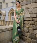 Elora  patola silk with weaving  saree (dark green)