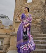 Elora  patola silk with weaving  saree (purple)