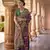 Elora Ethnic Wear Printed Patola Silk Blend Saree (Cornflower Pink And Green)